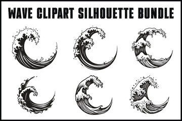 Obraz premium Wave Clipart Silhouette Bundle 