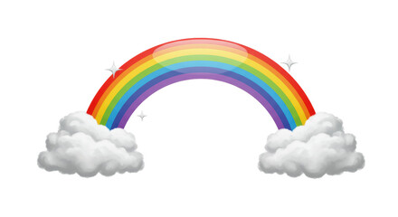 Isolated Vibrant Rainbow with Soft White Clouds