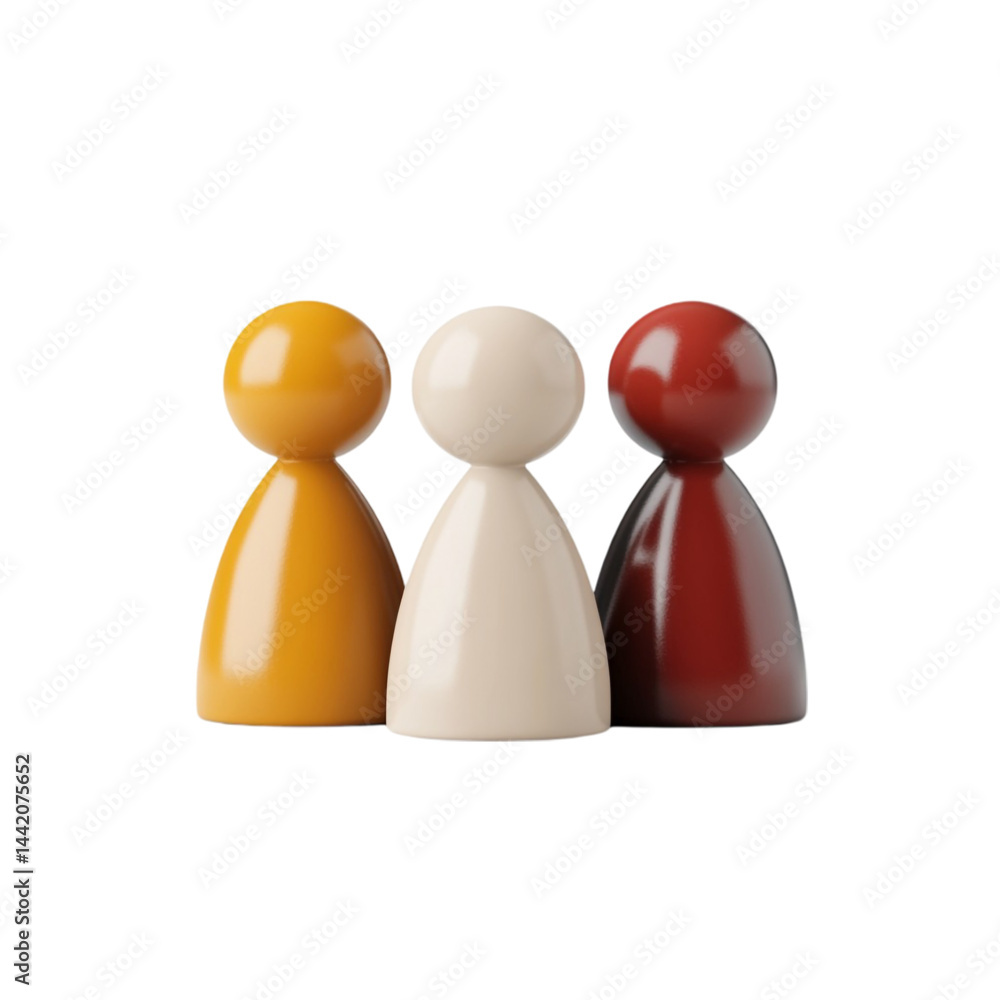 Poster three diverse figures standing together showing unity and teamwork
