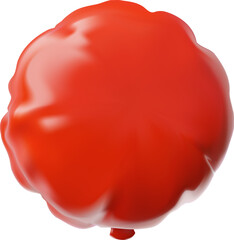 Red foiled inflated balloon, 3D vector holiday party birthday air realistic decoration, glossy festive helium balloon