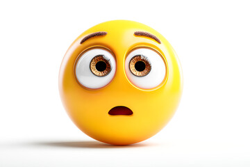 Fototapeta premium Worried Yellow Emoticon with Big Eyes Anxious and Surprised Face