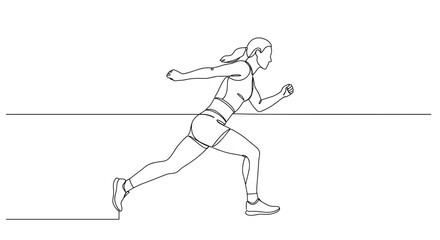Female Runner in Motion Against a Simple Line Background  