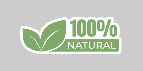 Organic Product Badge Logo. 100% Natural Food Emblem Sticker Design