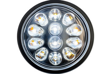 Powerful 7 LED Headlight bright illumination ten diodes superior night vision black housing round