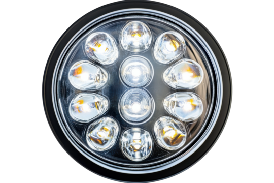 Powerful 7 LED Headlight bright illumination ten diodes superior night vision black housing round