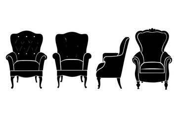 Armchair vector silhouette illustration isolated on white background
