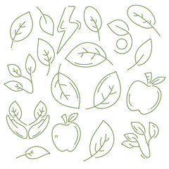 ecology environment resources bundle set with line doodle style