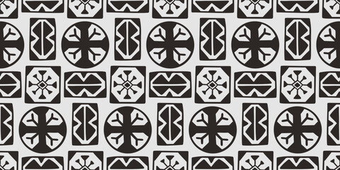Polynesian Hawaiian Tapa Ethnic Seamless Pattern