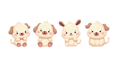 Obraz premium Adorable Puppy Cartoon Illustrations - Kawaii