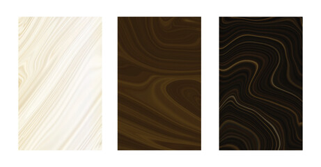 Set of vector elegant black and gold brochure, wedding invitation card, background, cover. Design template with marble texture  
