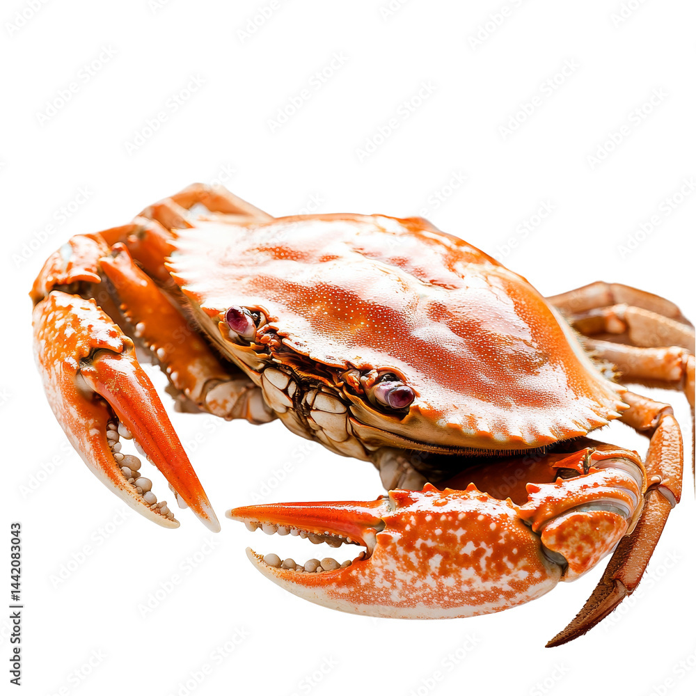 Poster boiled crabs prepared and arranged on a clean transparent background for culinary presentation, boil