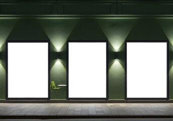 Blank advertising panels at night
