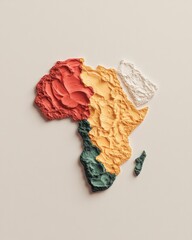 Colorful textured map of Africa showcasing vibrant cultural elem