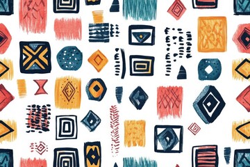 Colorful geometric patterns featuring diverse shapes and texture