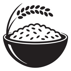 rice Vector Black silhouettes. with white background, A bowl rice vector, Simple Design vector icon. Food