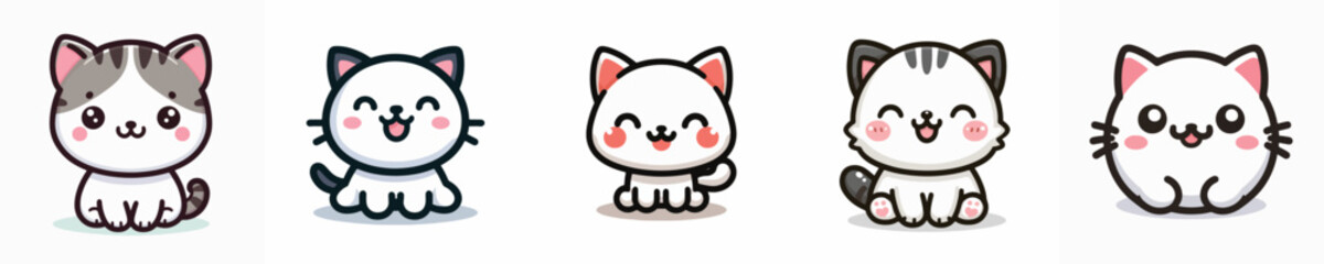 Vector collection of cute smiling cats