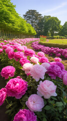 Flowers In A Flower garden. Sunny day And Various Colored Flowers.