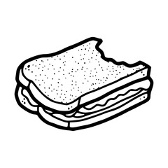 bitten sandwich outline vector illustration