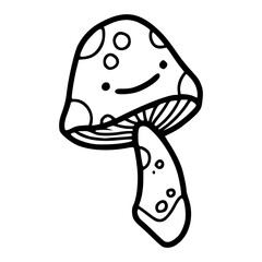 smiling toadstool cartoon outline