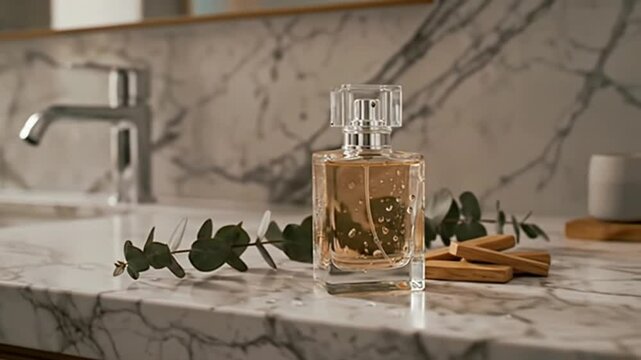 Amber Perfume, Eucalyptus Sprig, Marble Vanity