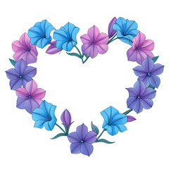 A colorful heart-shaped arrangement of flowers in various shades, showcasing intricate details and vibrant hues.