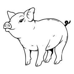 farm animal pig outline