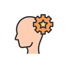 Expert mind colored icons, minimalist vector illustration ,simple transparent graphic element .Isolated on white background