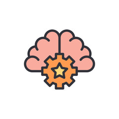 Expert brain colored icons, minimalist vector illustration ,simple transparent graphic element .Isolated on white background