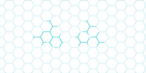 Abstract blue hexagonal pattern evokes a seamless honeycomb texture with geometric cell shapes