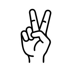 Obraz premium Peace sign gesture in minimalistic icon transparent background