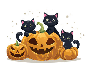 Fototapeta premium Kids Halloween Cat Drawing