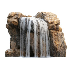 A faux rock waterfall with cascading water, perfect for adding a touch of nature to a landscape or garden.