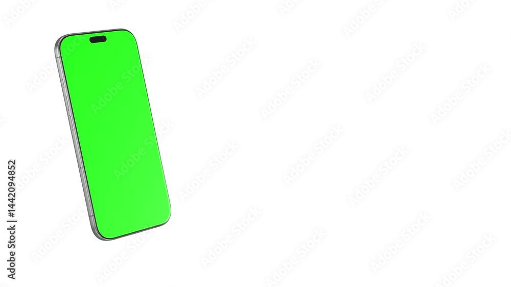 Poster smartphone with a green screen and a rectangular tracking plane – smooth phone rotations and movemen