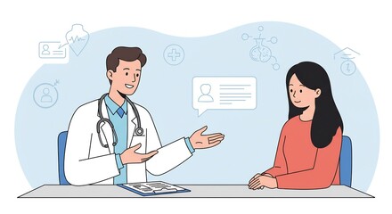 Doctor and Patient Illustration: Healthcare Consultation for Medical Advice