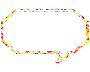 ステンドグラス風吹き出し　三角形模様　細長い八角形