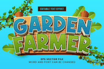 Garden farm 3d editable vector text effect. Green spring theme text style © yustika