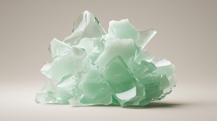 Obraz premium A cluster of light green glass shards forms an abstract sculpture.