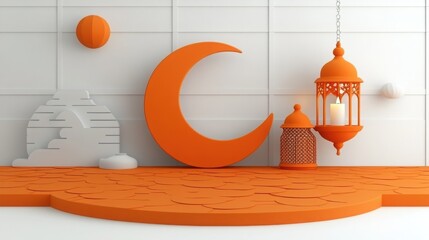 Traditional Thai style painting on a white wall features an orange and red illustration