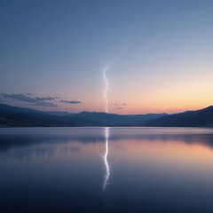 Lightning Strike Over Tranquil Lake