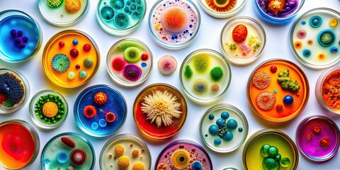 Abstract Microorganism Petri Dishes Drone Shot