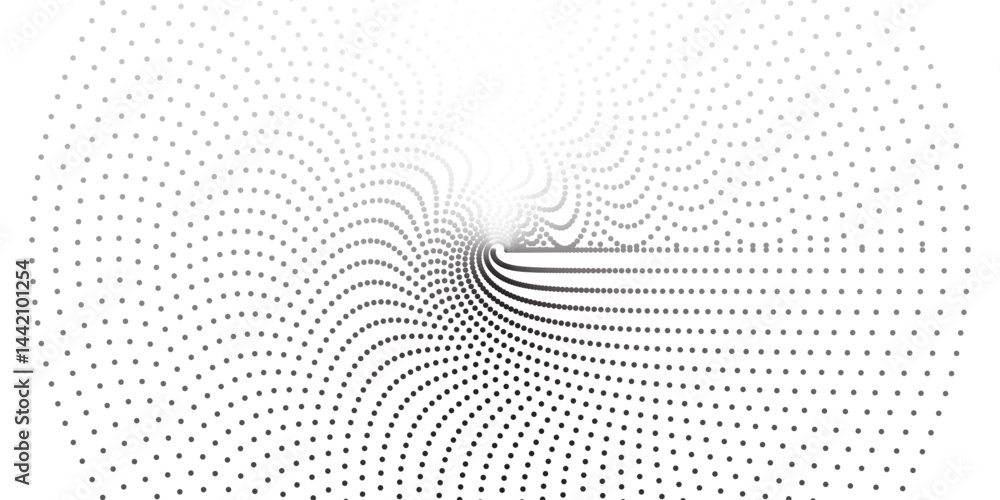 Poster modern abstract background. halftone dots in circle form. spiral logo, icon or design element. black