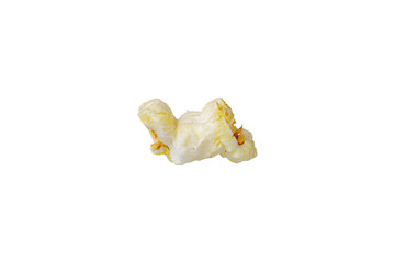 macro popcorn on isolated and white background close up