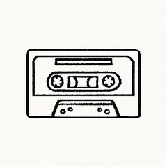 Cassette doodle sticker, retro music