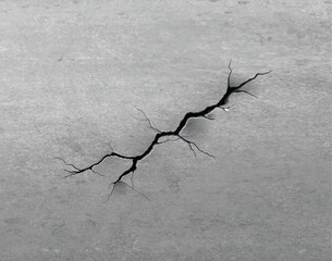Realistic concrete wall crack, vector broken land or cracked ground texture background, cleft destruction cement floor