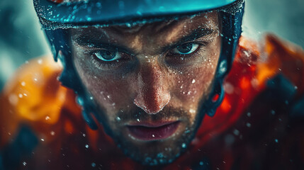 portraits of athletes engaged in extreme sports showcasing their intense expressions and dynamic movements.