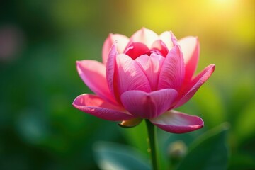 Delicate flower petals unfolding in morning dew, soft, flower