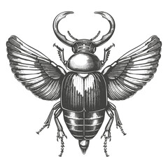 Egyptian sacred scarab beetle, vintage logo emblem, black sketch, trendy vintage engraving, old engraving style, antique beetle, historical Egypt symbol, sacred insect, Egypt emblem