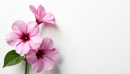 delicate petunia blooms on a crisp white background, bloom, botanical, plant