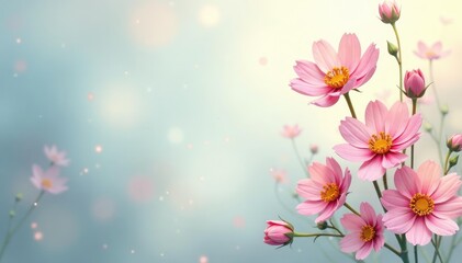 Fototapeta premium Subtle floral motif, pastel tones, calming effect, repeating, insta, pastel background