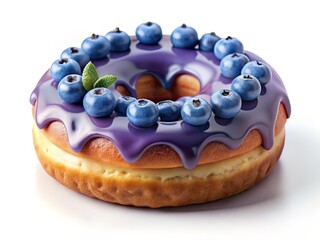 Blueberry Donut Cake, High Depth of Field, AI Photo, Delicious Dessert
